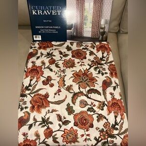 Curated Kravet 2 pc Window Curtains Jacobean Birds Cotton Linen 50"x96" Tab Top